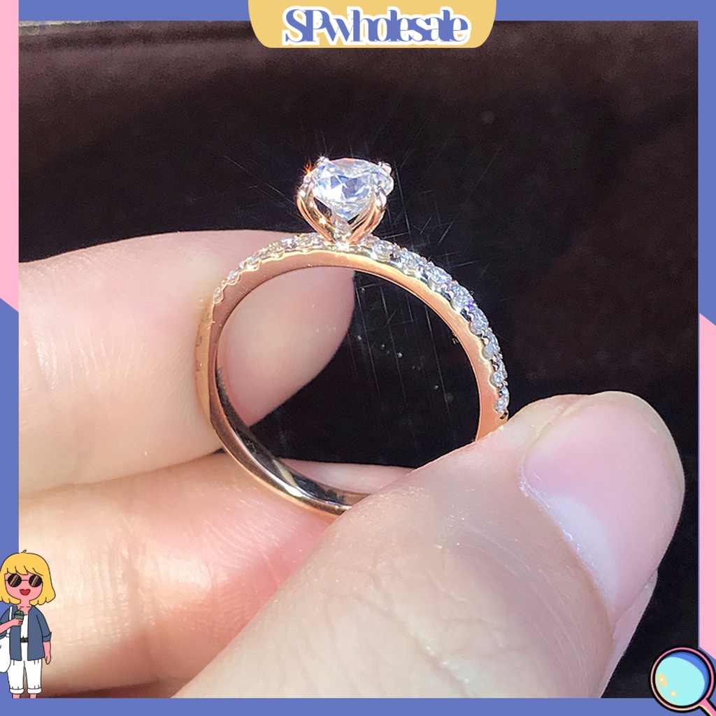 <SPwholesale> Nhẫn Đính Đá Lấp Lánh Phong Cách Cổ Điển Cho Cô Dâu