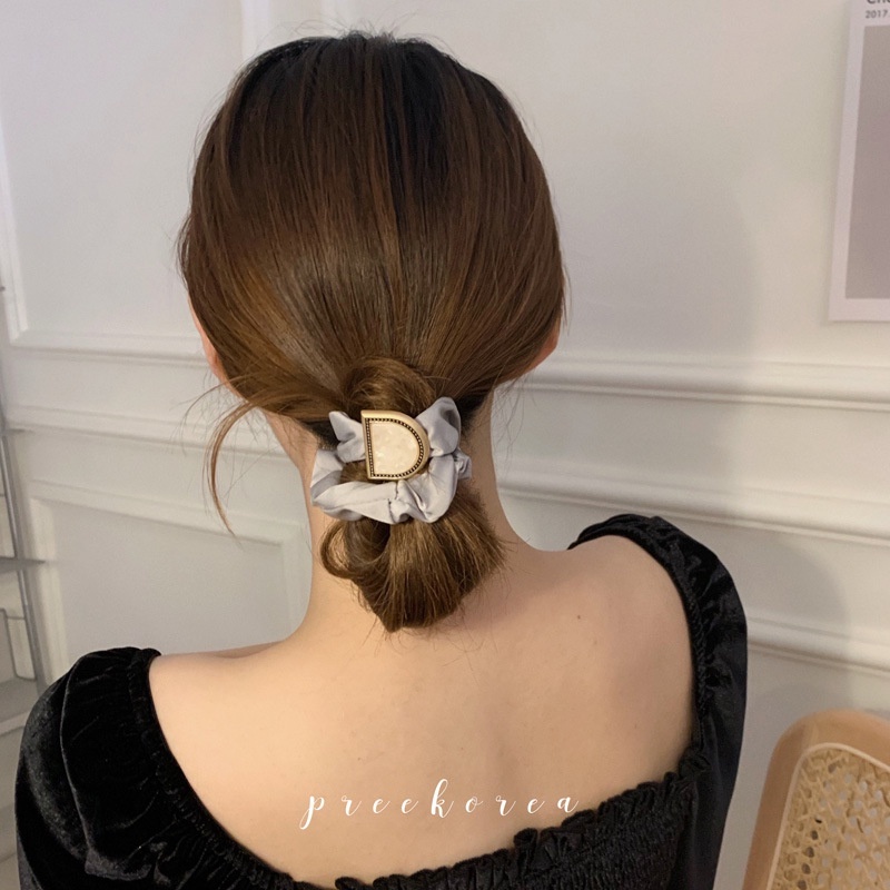 Dây Buộc Tóc Cao Su Họa Tiết Đá Hoa Cương Phong Cách Hàn Quốc