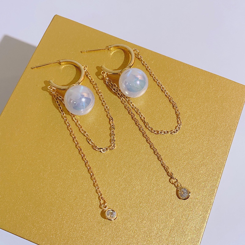 Khuyên Tai Tua Rua Đính Hạt Ngọc Trai Đơn Giản Thời Trang Hàn Quốc 2023