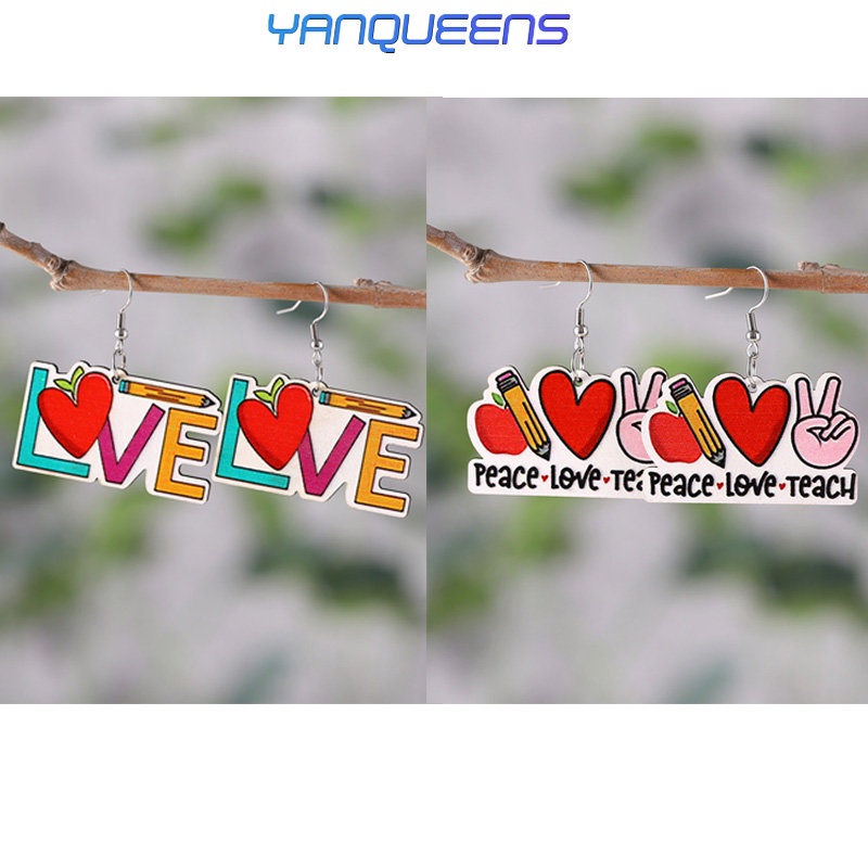 Bông Tai Bằng Gỗ Hình Quyển Sách Hoạt Hình Dễ Thương