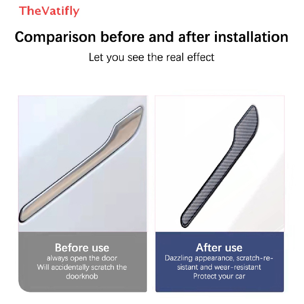 Set 4 Miếng Dán Tay Nắm Cửa Xe Hơi Tesla Model 3 2023 Bằng Sợi Carbon ABS