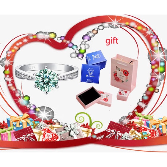 Nhẫn moissanite thực s925 sterling bạc thời trang sáu chân mossanite nhẫn kim cương