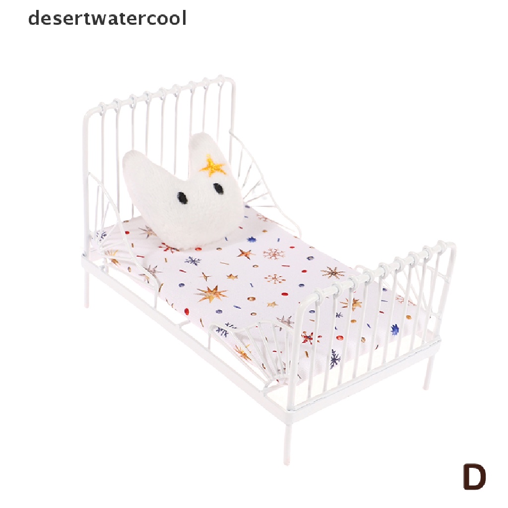 1 Bộ Giường Ngủ Bằng Sắt Tỉ Lệ 1: 12 Dùng Trang Trí Nhà Búp Bê