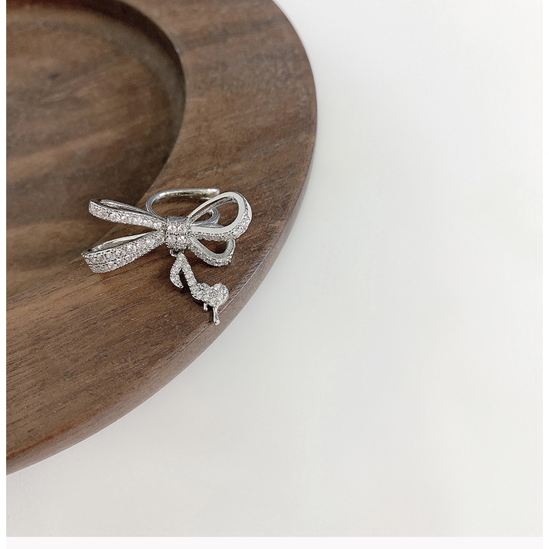 Bông Tai Dạng Kẹp Không Cần Xỏ Lỗ Hình Nơ Đính Đá Kim Cương Toàn Diện Thời Trang Cho Nữ