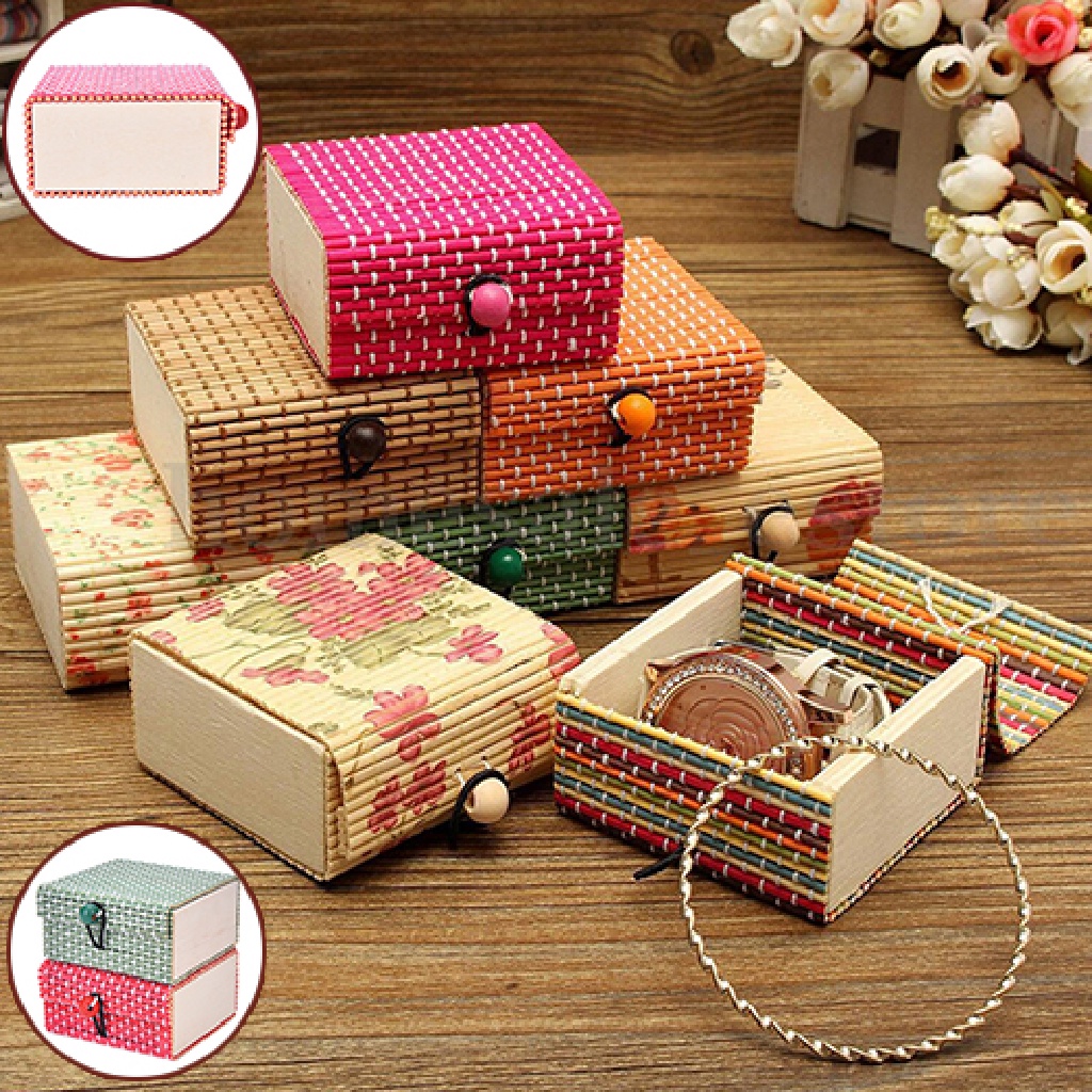 Hộp Đựng Trang Sức Bằng Tre Có Dây Đeo Thủ Công