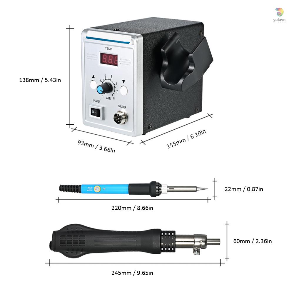 Súng Hàn Điện 858D 700W Chất Lượng Cao Có Đèn LED Kỹ Thuật Số BGA + Bộ Sắt Điện Tử SMD SMT DIP US Plug