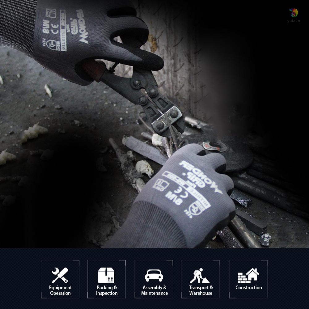 1 Đôi Găng Tay Bảo Hộ Lao Động Nitrile Màu Đen / Xám / Xám Dành Cho Nam Nữ