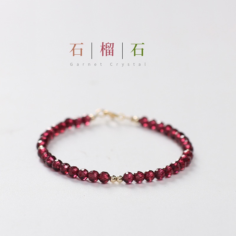Vòng Đeo Tay Đá Garnet Tự Nhiên 4mm Thiết Kế Đơn Giản Tinh Tế Cho Nữ