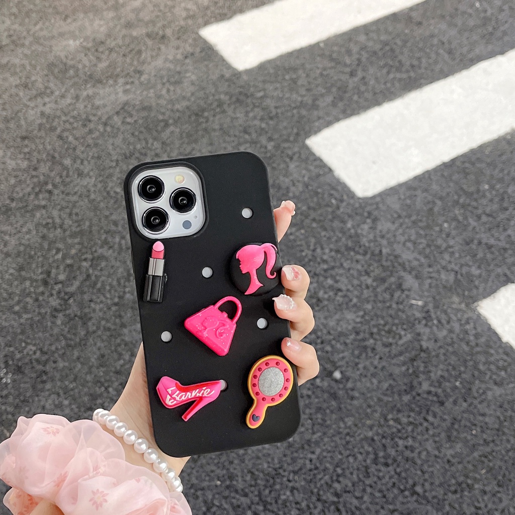 Ốp Điện Thoại Silicon Tpu Mềm Hình Công Chúa Barbie 3D Chống Rơi Chống Sốc Cho iPhone 14 13 12 11 Pro Max