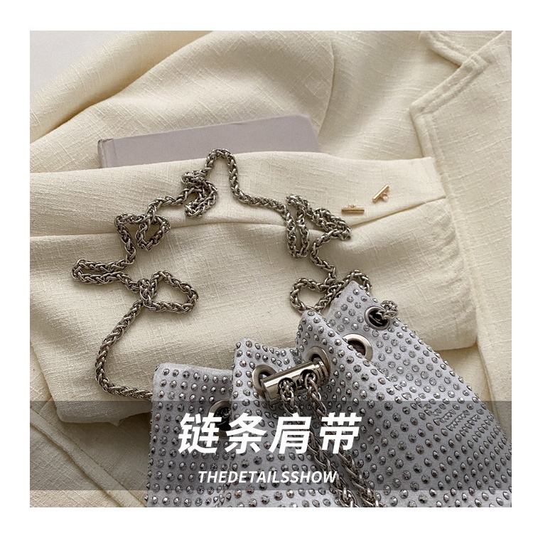 Túi Đeo Vai Dây Rút Đính Đá Thời Trang Mùa Xuân 2023 Giản Dị Dành Cho Nữ