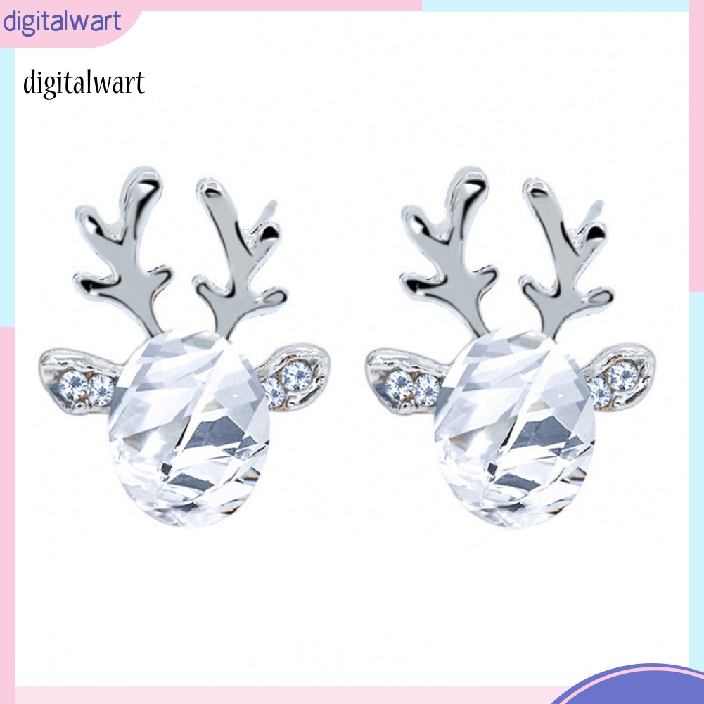 Kỹ Thuật Số| Bông Tai HìNh SừNg Hươu 3D ĐíNh Đá Sang TrọNg