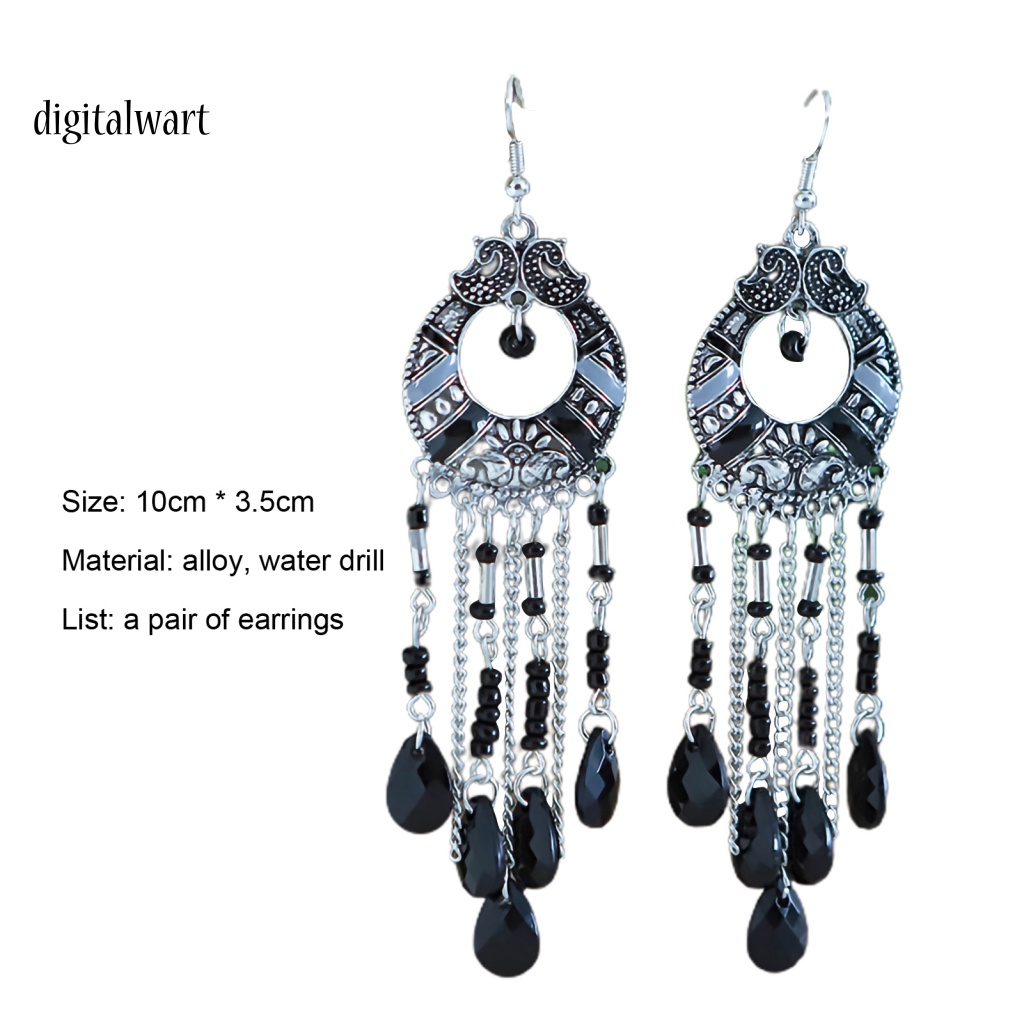 Kỹ Thuật Số| 1 Cặp Bông Tai Móc Tua Rua Đính Đá Phong Cách Bohemian Cổ Điển Thời Trang Dự Tiệc