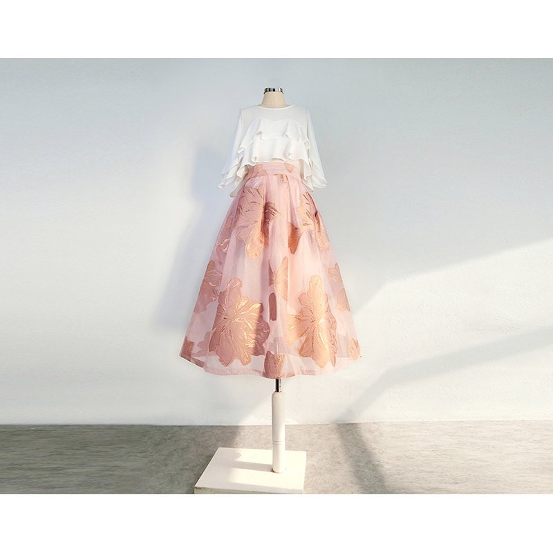 Chân Váy Pettiskirt Eo Cao Thêu Họa Tiết Màu Hồng Thanh Lịch Thời Trang Xuân Hè Hàng Mới 2023