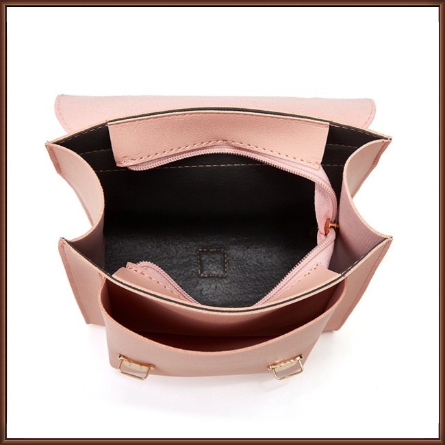 Ba Lô Da Pu Màu Trơn Có Khóa Đa Năng Thiết Kế Đơn Giản Cho Nữ
