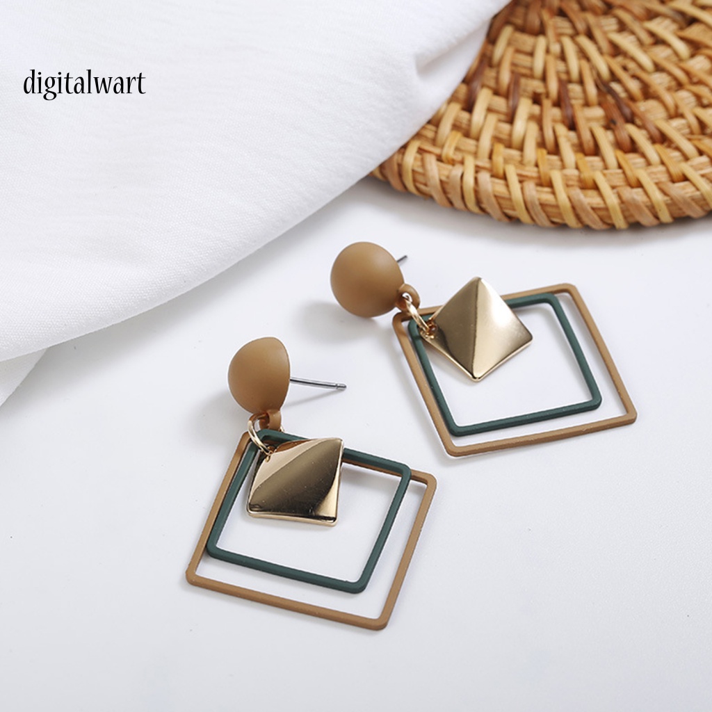 Kỹ Thuật Số| 1 Đôi Bông Tai Hình Thoi Đôi Kiểu Tối Giản Thời Trang Sành Điệu Cho Nữ