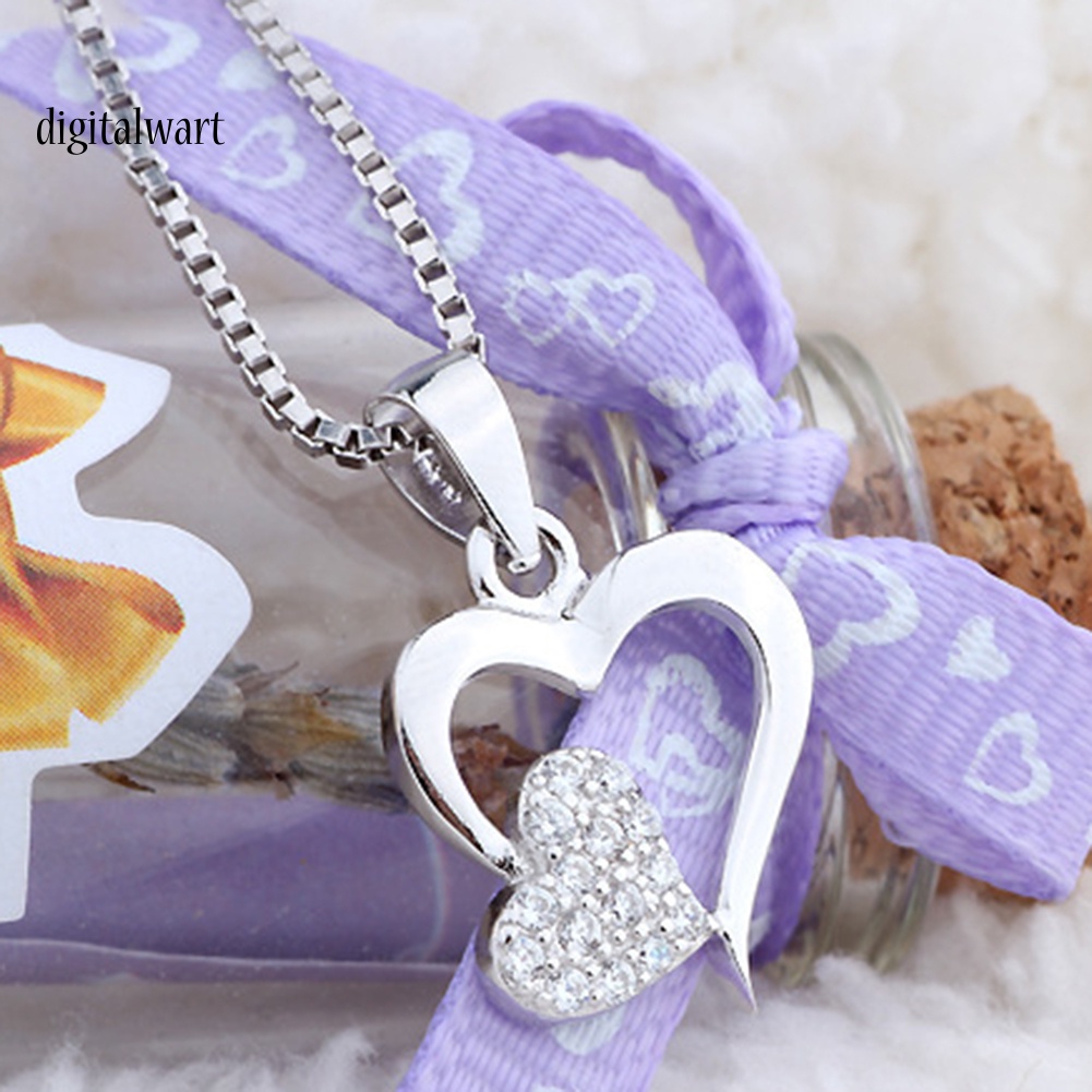 Kỹ Thuật Số| Vòng cổ Mạ BạC HìNh TráI Tim ĐíNh Đá Xinh XắN