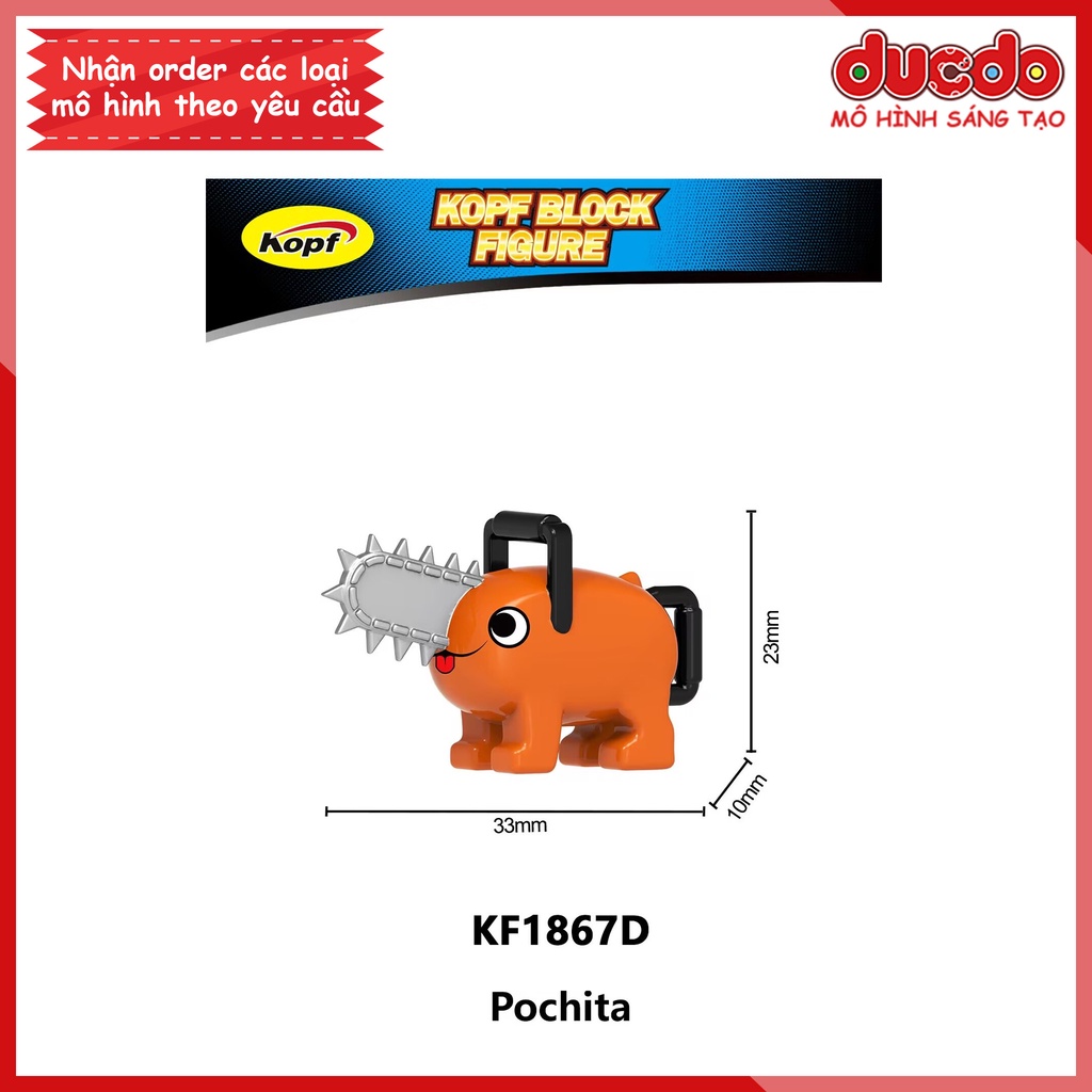 Minifigures nhân vật Quỷ Máy Cưa Chainsaw Man Denji Pochita - Đồ chơi Lắp ghép Xếp hình Mini Mô hình Kopf KF6180
