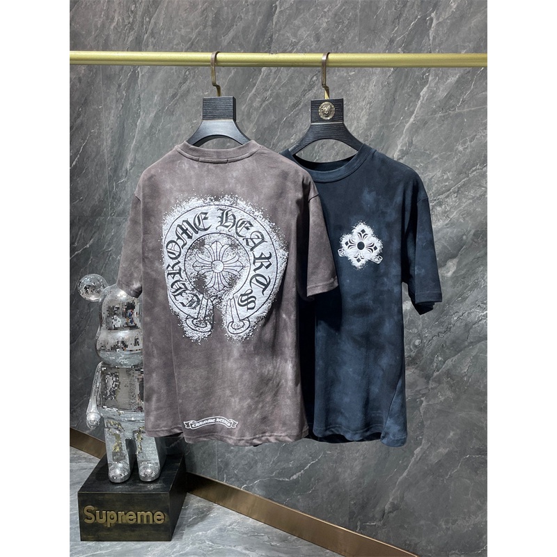 Chro8me8- Áo Vải Nhuộm tie-dye Tay Ngắn Nhập Khẩu Chất Lượng Cao Bảo Vệ Môi Trường In Họa Tiết Đặc Biệt