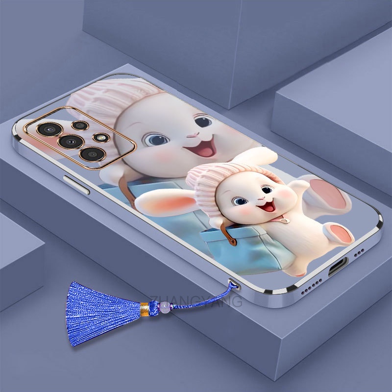 Ốp lưng Samsung a13 a23 Silicon Viền Thẳng Họa Tiết Chú Thỏ Nhiều Màu Dễ Thương Kèm Dây Đeo Cho Samsung a13 a23
