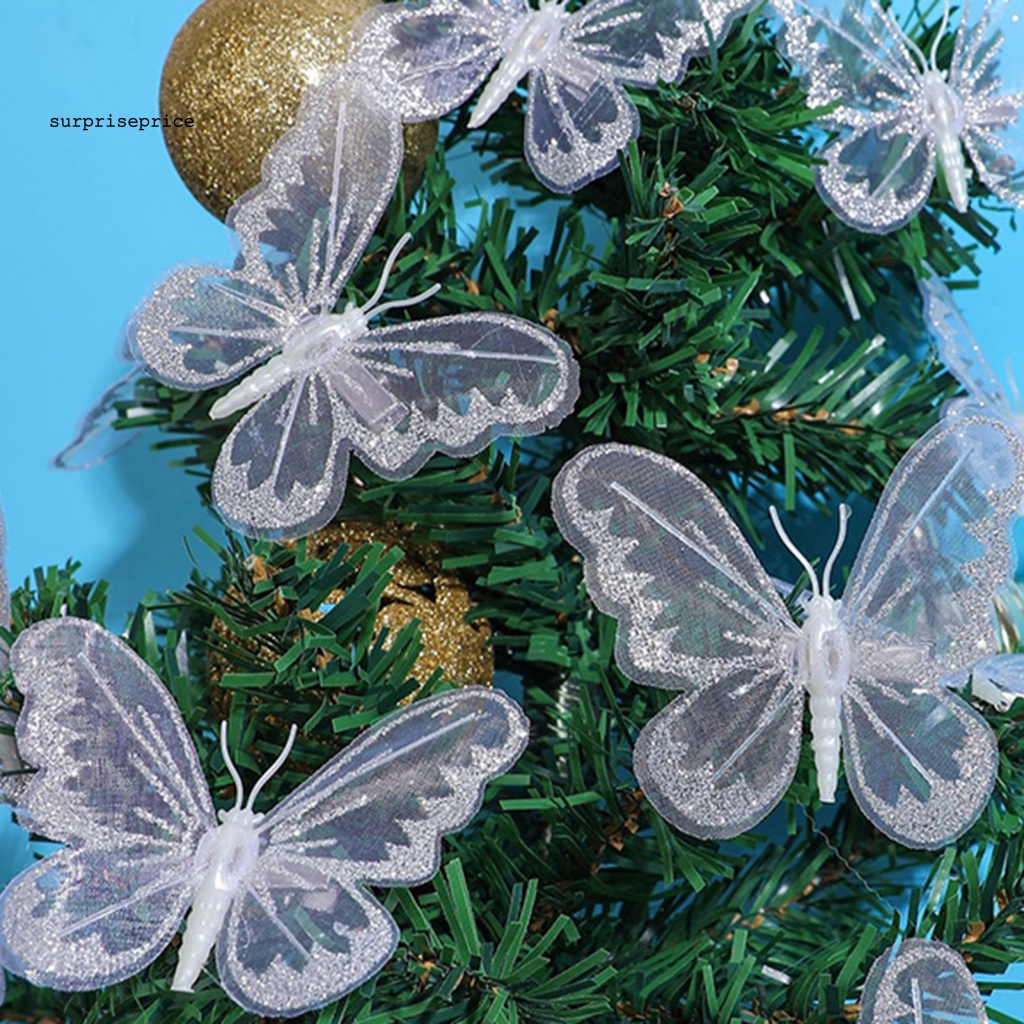 Set 12 Bươm Bướm 3D Có Kẹp Gắn Trang Trí Cây Thông Giáng Sinh