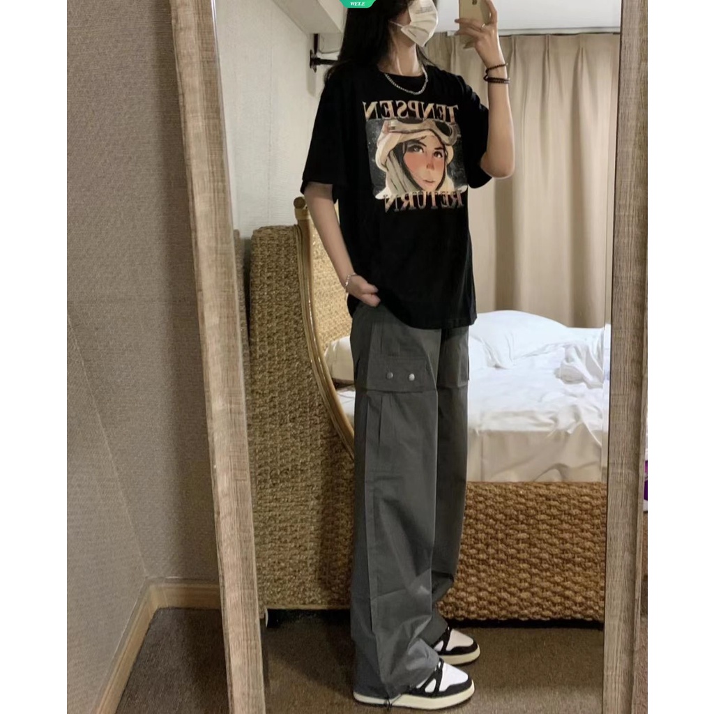 Áo Thun Tay Ngắn Dáng Rộng Chất Liệu Cotton Cao Cấp Thời Trang Mùa Hè Dành Cho Nữ