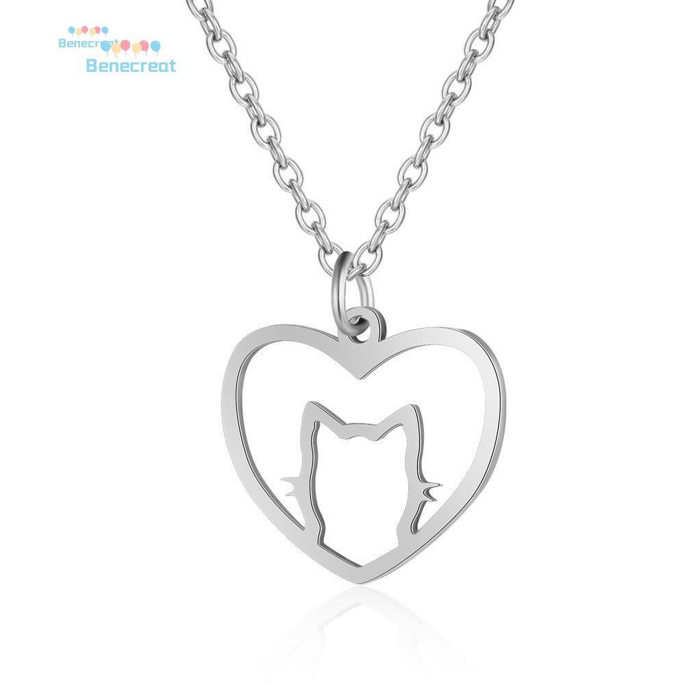 Bộ 10 Dây Chuyền Thép Không Gỉ 201 Hình Mèo Con 15.7 inch (40cm) 1.5mm: 17x20x1mm