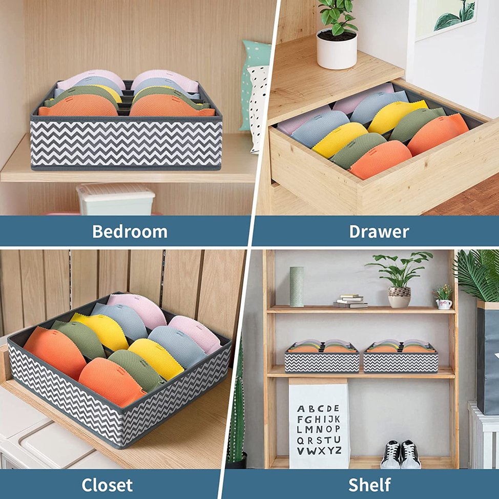 Large 6 Grid Bra Organizer Box Foldable Fabric Storage Box Bra Divider Holder