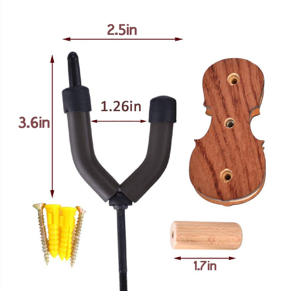 Practical Wall Mounted Violin Fiddle Viola Hanger Hook Wood Base Violin Hanger