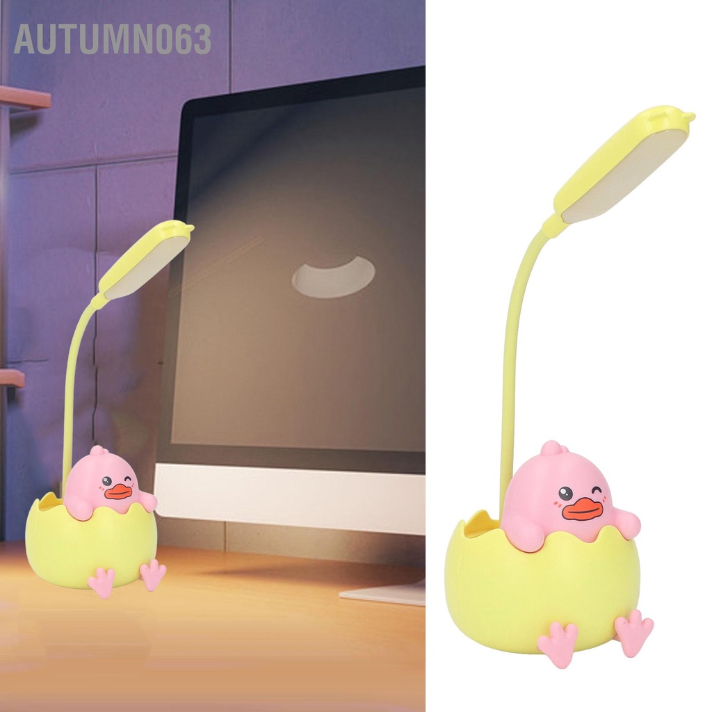 Autumn063 Đèn Trẻ Em Dễ Thương Có Giá Đỡ Bút Hình Dáng Sạc USB Bảo Vệ Mắt LED Để Bàn Cổ Thể Điều Chỉnh Được