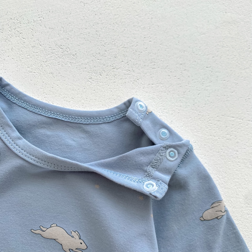 Bộ Áo Liền Quần Vải Cotton Mềm Mại In Hình Thỏ Dễ Thương Cho Bé Sơ Sinh