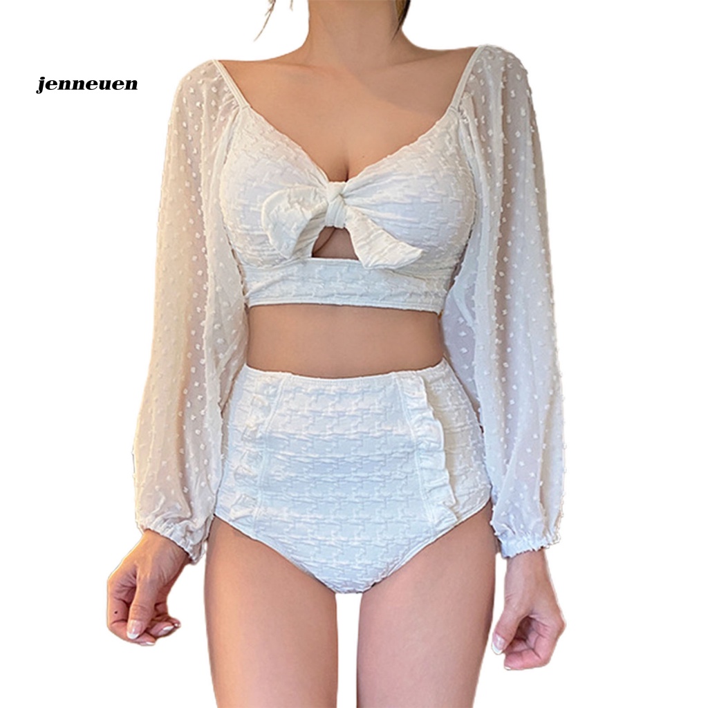 Bộ Bikini 2 Mảnh Màu Sắc Trơn Lưng Cao Gợi Cảm Cho Nữ