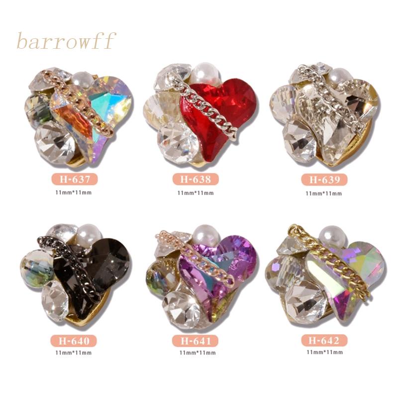 Hộp Dây Xích Kim Loại Hình Trái Tim Đính Đá Trang Trí Móng Tay