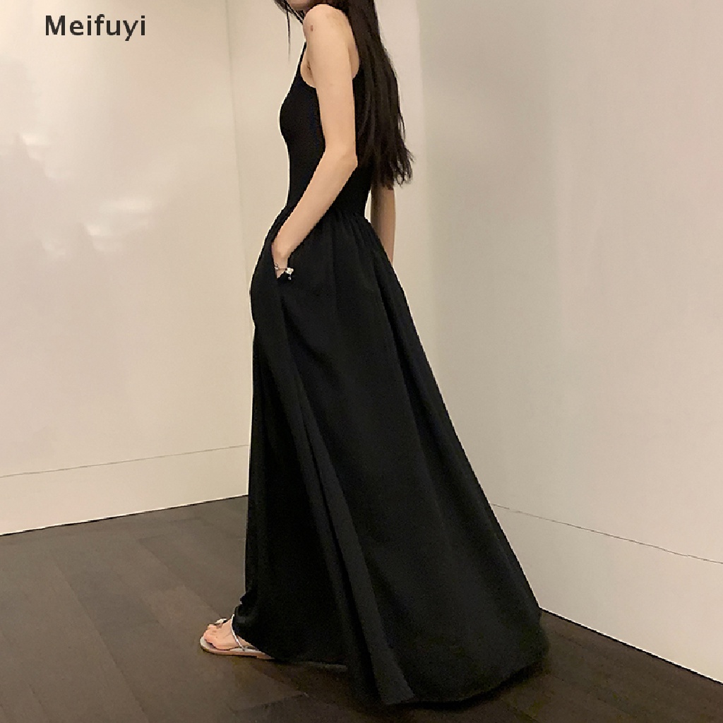 Đầm Chữ A Sát Nách Cổ Tròn Màu Trơn Thời Trang Hàn Quốc Cho Nữ