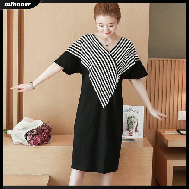 Đầm Tay Ngắn Cổ Chữ V Thời Trang Cho Nữ