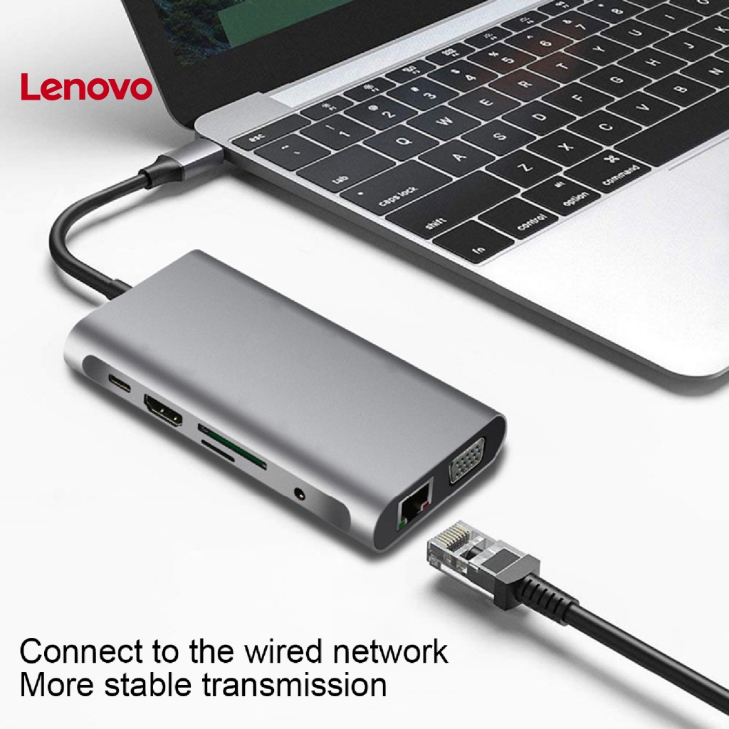 Bộ Chuyển Đổi Đọc Thẻ Sạc Nhanh 10 Trong 1 Type-C Sang VGA USB3.0 PD