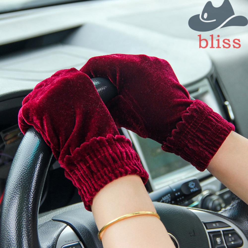Găng Tay Lái Xe Vải Nhung Mềm Ấm Áp Thời Trang Thu Đông Cho Nữ