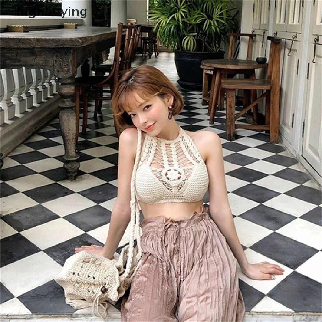 Hbvn Belle Áo Ngực Dệt Kim Khoét Rỗng Phong Cách Bohemian Đi Biển Modish