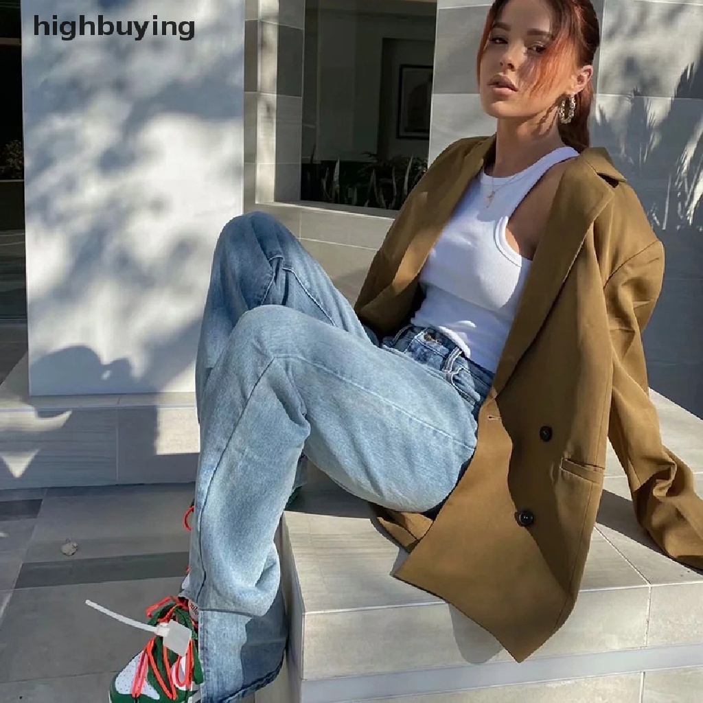 Quần Jean Dài Lưng Cao Ống Đứng Màu Đen Phong Cách Vintage Thời Trang 2023 Cho Nữ