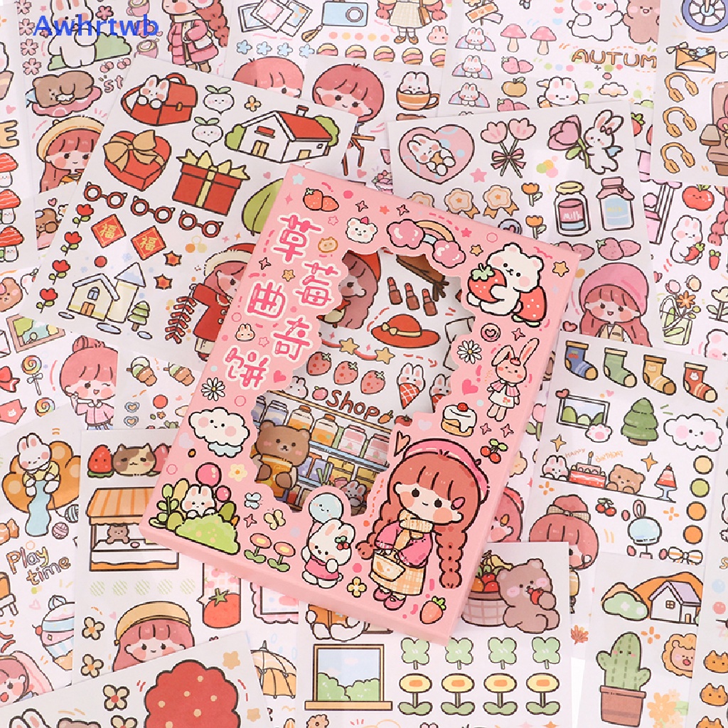 Set 50 Tấm Sticker Dán Trang Trí Sổ Tay Diy Hình Cô Gái Và Động Vật Dễ Thương Mới