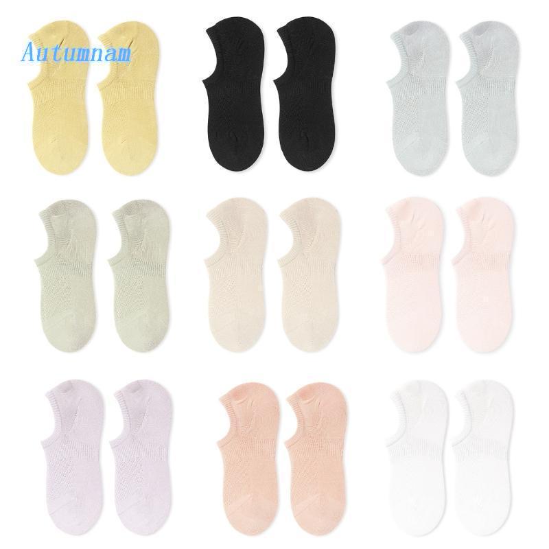 Vớ Thuyền Cotton Cổ Thấp Không Trượt Thoáng Khí Màu Trơn Thời Trang Mùa Hè Cho Nữ