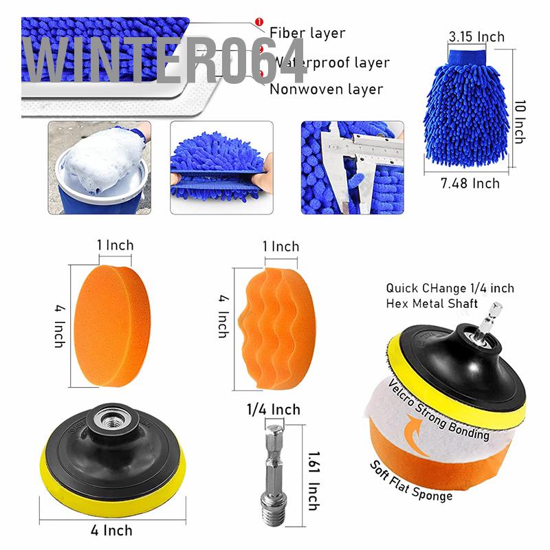 Winter064 Bộ bàn chải chi tiết ô tô Bàn làm sạch dây khoan cho nội thất  ngoại Bảng điều khiển Lỗ thông khí