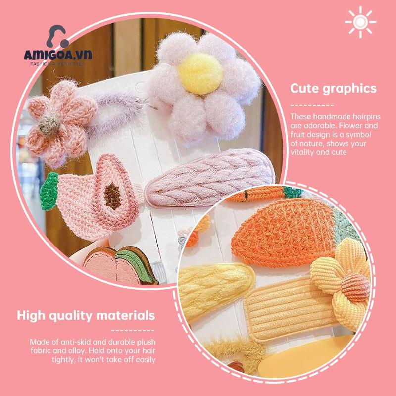 ✨✨Bộ 8 Kẹp Tóc Đính Nơ Họa Tiết Hoạt Hình Phong Cách Hàn Quốc Cho Bé Gái