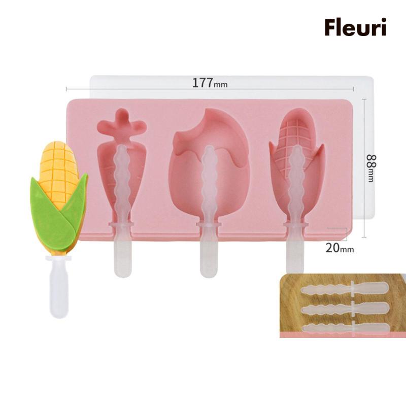 [Fleurir] Khuôn Làm Kem Que Tháo Rời Được Hình Hoạt Hình Dễ Thương