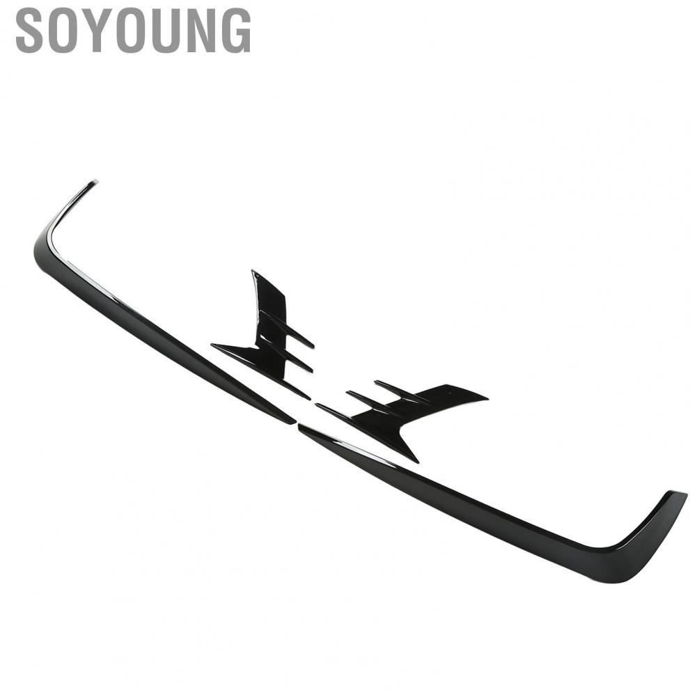 Soyoung Fog Lamp Eyebrow Frame Scratch Resistant Racing Style Glossy Black Aerodynamic Protective Wearproof Front Light Trim for