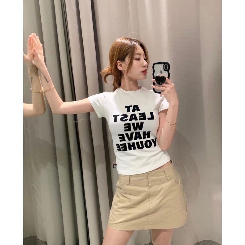 Youhee Hàng Có Sẵn Áo Thun Ngắn Tay In Chữ Phong Cách Niche Hàn Quốc Mỏng-Fit Slimmer Look