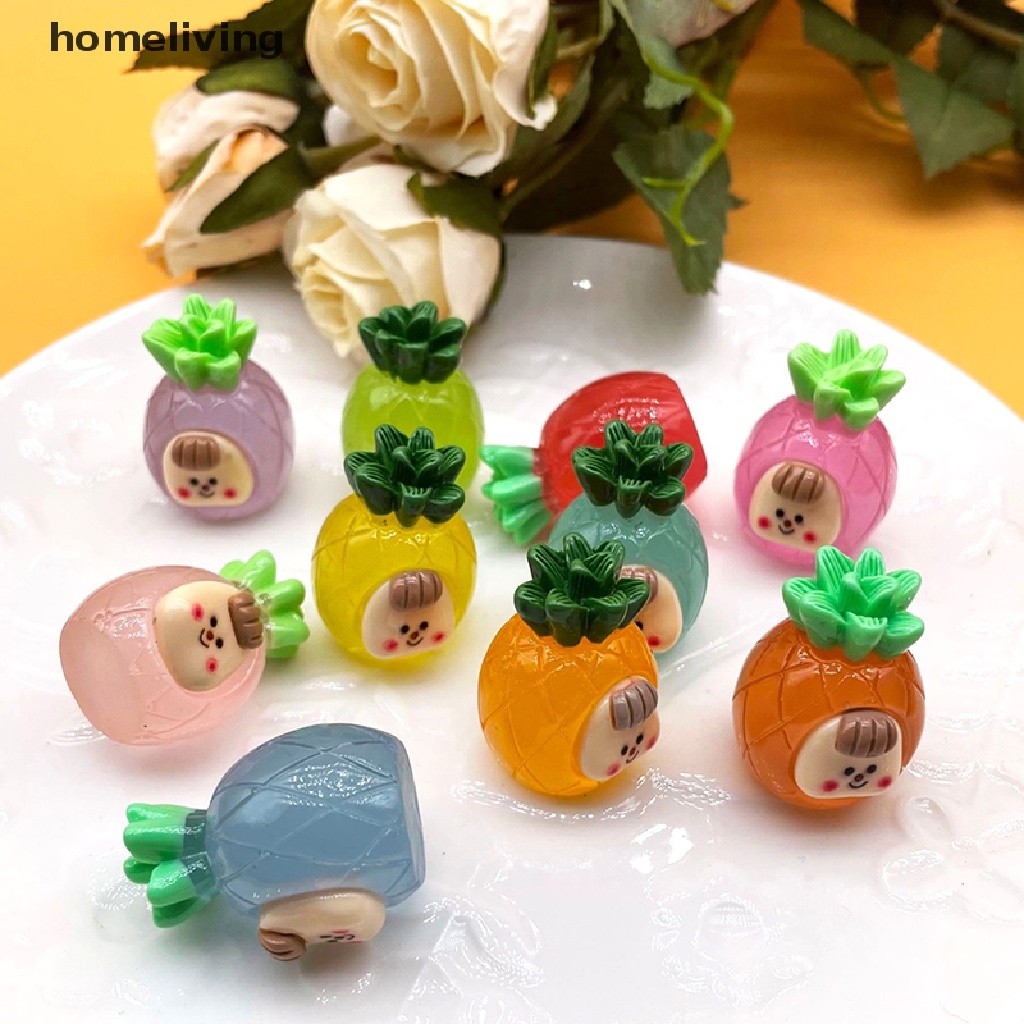 Bộ 2 Đồ trang trí Quả Dứa Hoạt Hình Mini Phát Sáng Dùng Trang Trí Tiểu Cảnh / Nhà Búp Bê