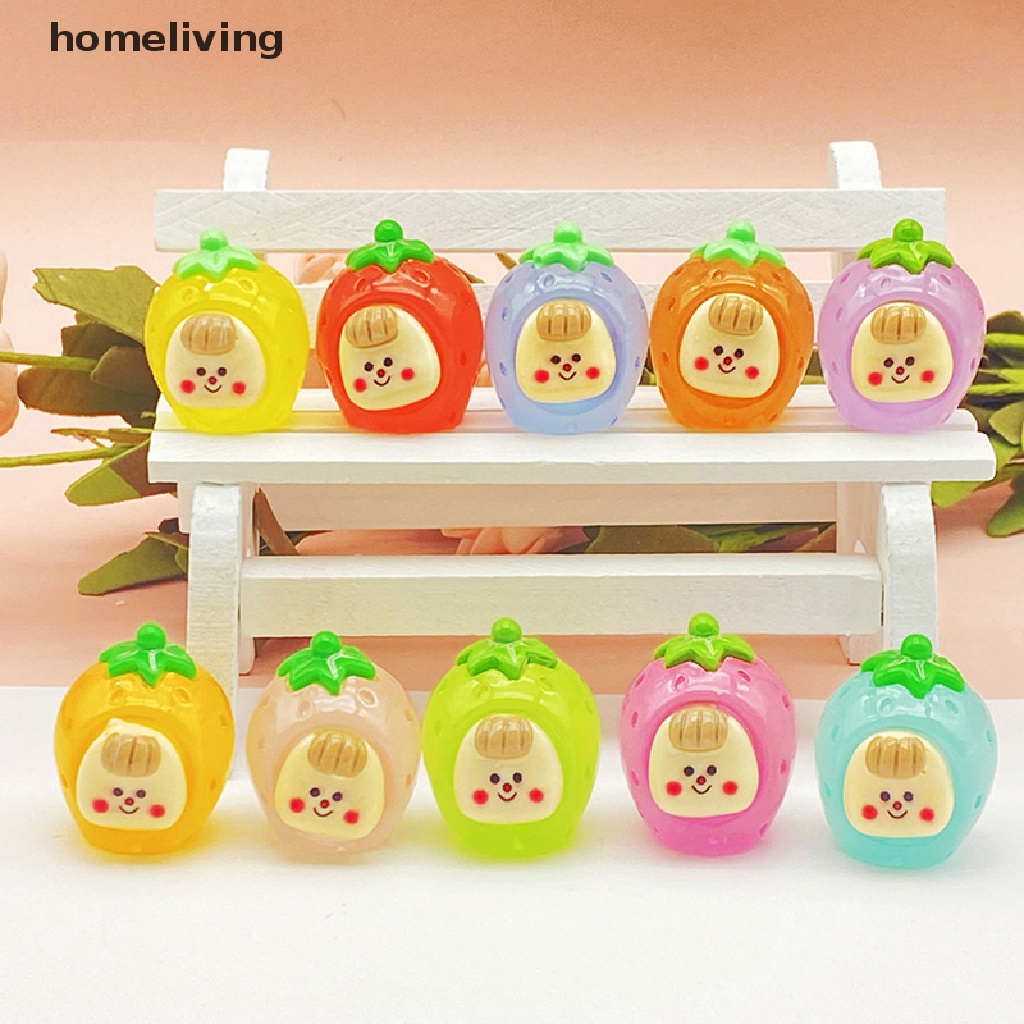 Bộ 2 Đồ trang trí Trái Dâu Hoạt Hình Phát Sáng Dùng Trang Trí Tiểu Cảnh