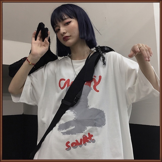 Áo Thun Tay Ngắn Cổ Tròn Dáng Rộng In Họa Tiết Hoạt Hình Vui Nhộn Thời Trang Cho Nam Và Nữ