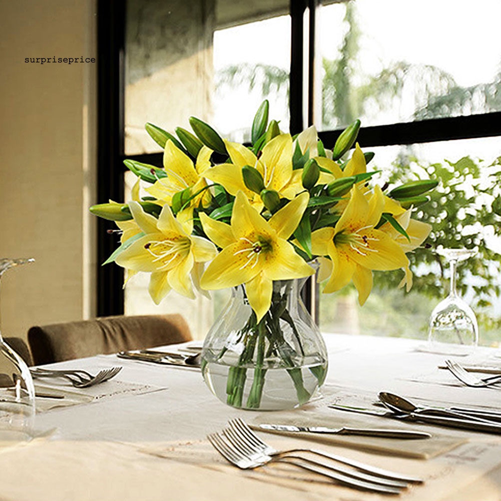 1 Cành Hoa Lily Nhân Tạo Trang Trí Nhà Ở, Văn Phòng, Tiệc Cưới