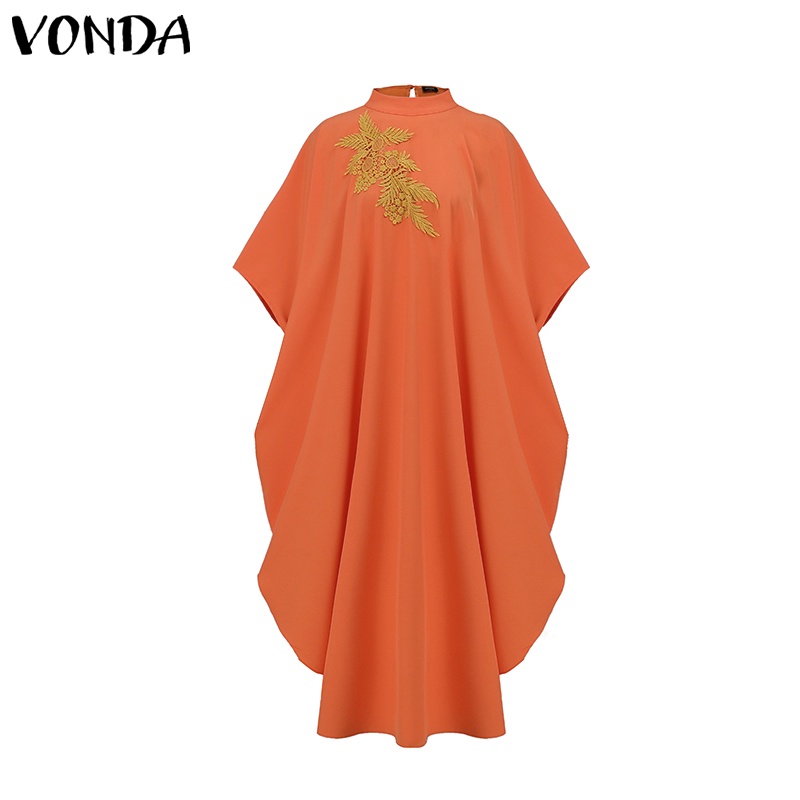 Đầm Dáng Chữ A Cổ Tròn Tay Cánh Dơi Màu Trơn Phong Cách Vintage Dành Cho Nữ